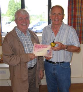 The monthly Highly commended Howard Overton received his certificate from Brian Wooldridge